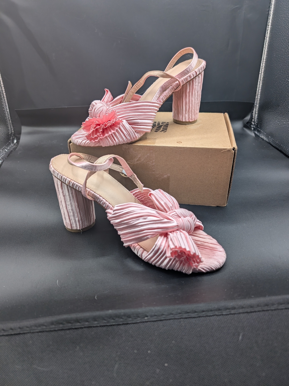 Women’s Pink Pleated Knot Slingback Heels